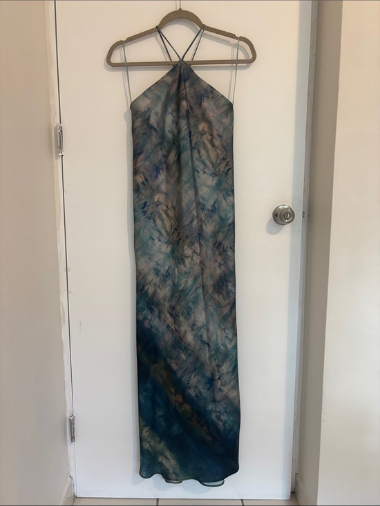 Zara Dresses & Skirts - Zara Teal & Blue Slip Dress with Strappy Halter Back